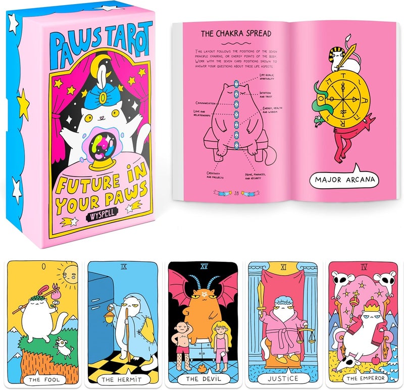 Wyspell Cat Tarot Cards: A 78-Card Tarot Deck with Guidebook for Beginners - Beautiful Unique Deck for Cat Lovers and Enthusiasts - Image 1